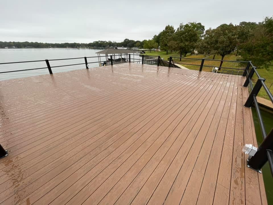 Large area of a custom dock on the water