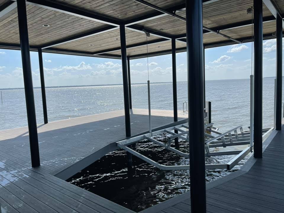 A boat holder covered deck