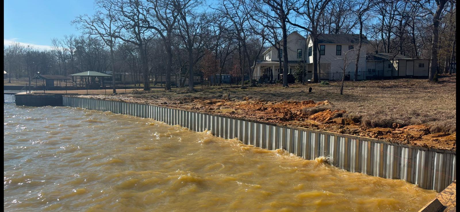 Retaining Wall Pictured separating land from water